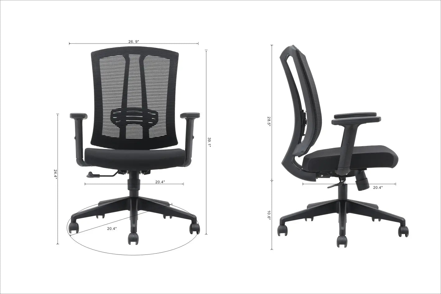 Aiden Black Office Chair | Adjustable Lumbar Support and Armrests