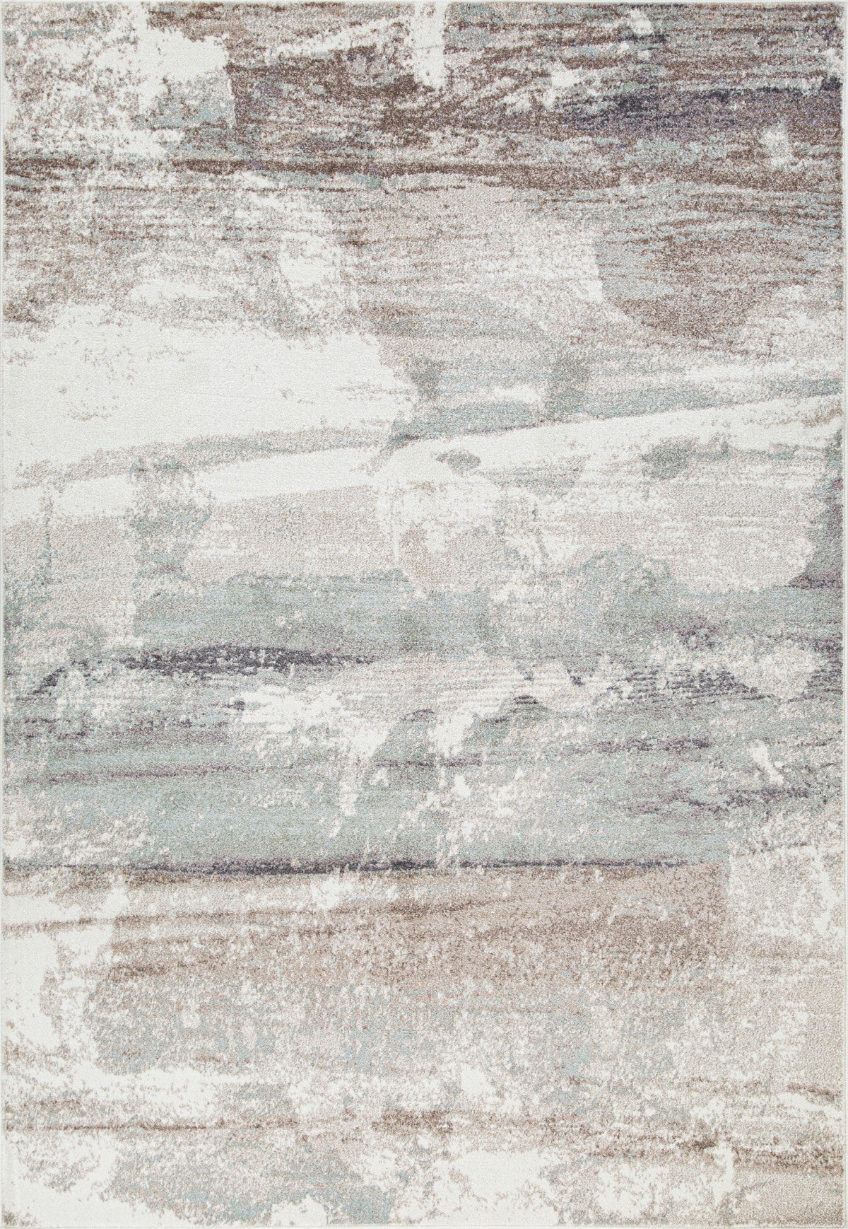Tapis contemporain Lakeview 7x9 | Blanc et Beige au fini usé