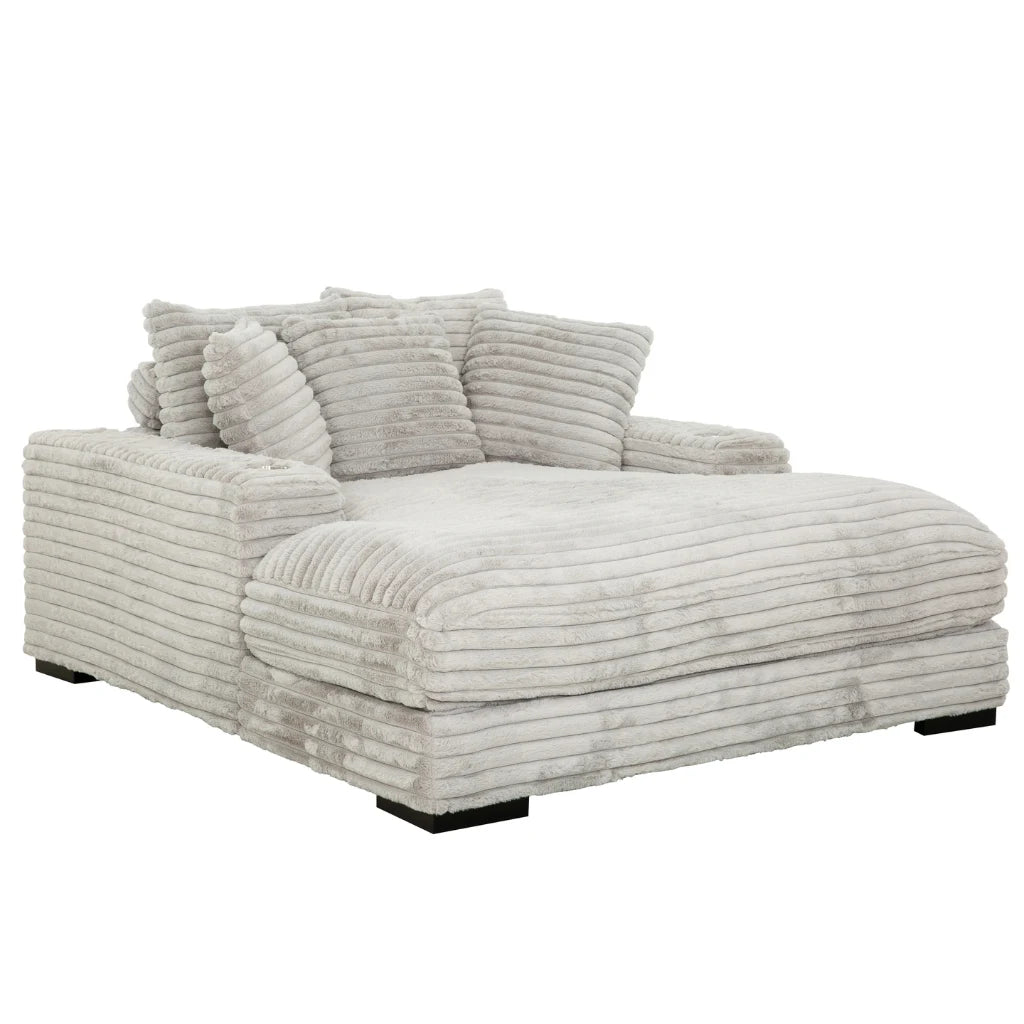 Chaise Longue Cuddler Gris Vison | Confort pour Deux avec Port USB