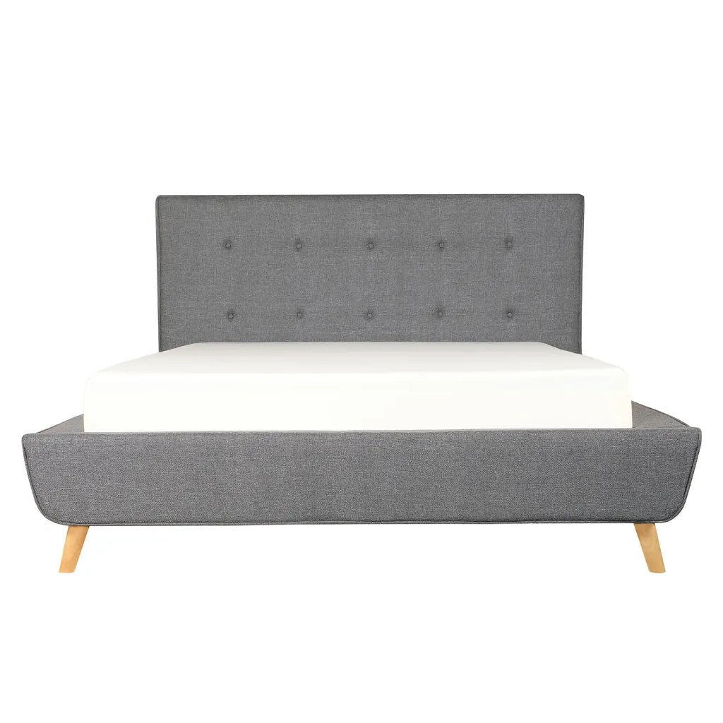 Kamryn2 : Le Lit en Lin Slate et Pieds en Bois Massif