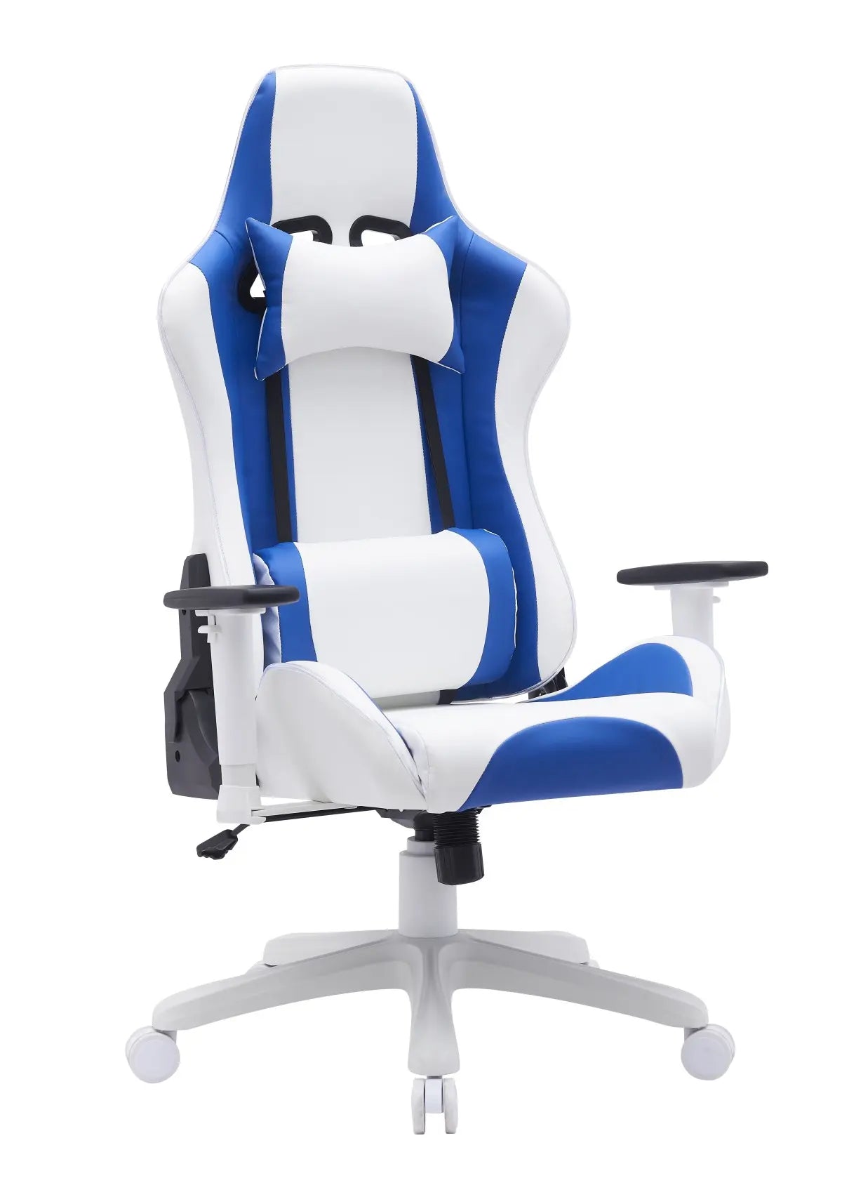KMX White/Blue Gaming Chair | Racing Style and Lumbar Support