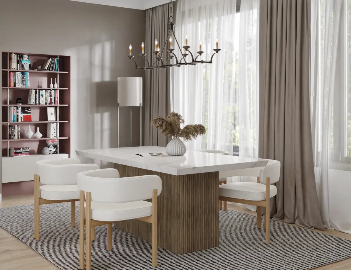 Messa Marble Dining Table - Grey Mango Wood
