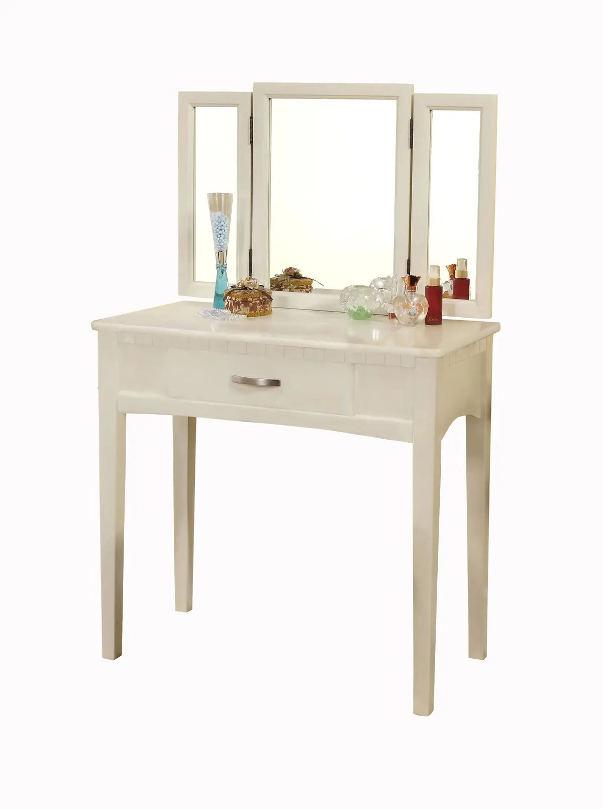 Coiffeuse moderne Leilani Blanche | Ensemble 3 pièces avec tiroir