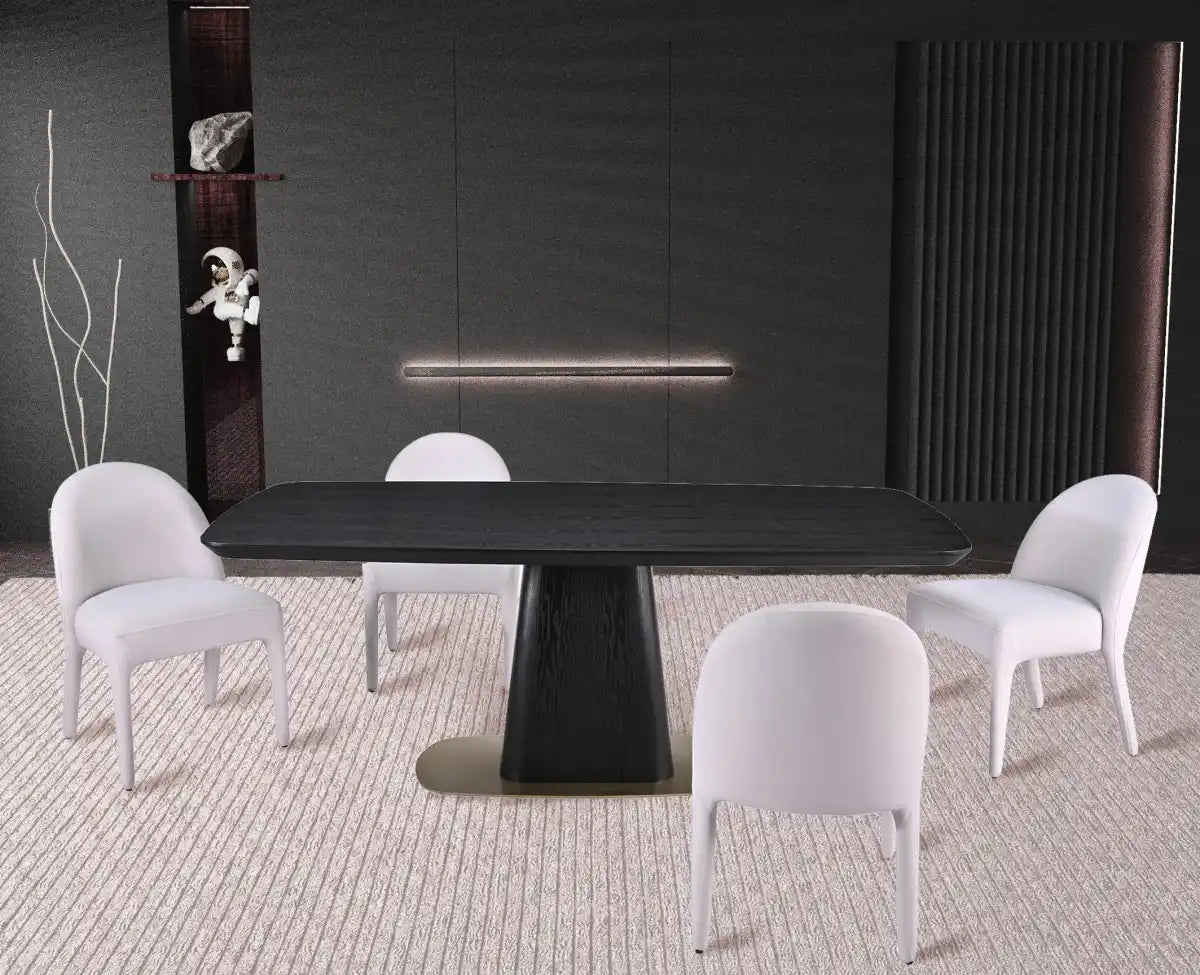 Ryaan Dining Set | Sculptural Pedestal Table & 4 Chairs