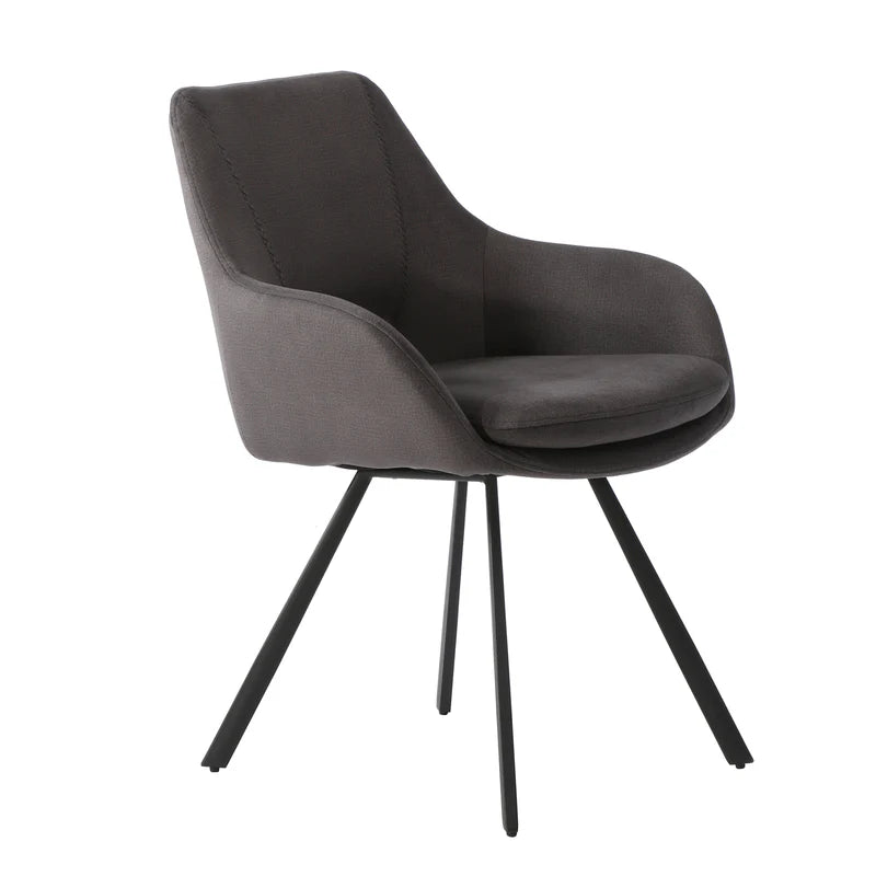 Chaise de cuisine grise avec pattes en métal noir