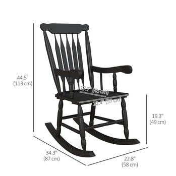 Chaises à bascule d'extérieur avec dossier haut, résistantes au jaunissement et aux UV, chaise à bascule en bois pour porche, jardin, balcon, noir