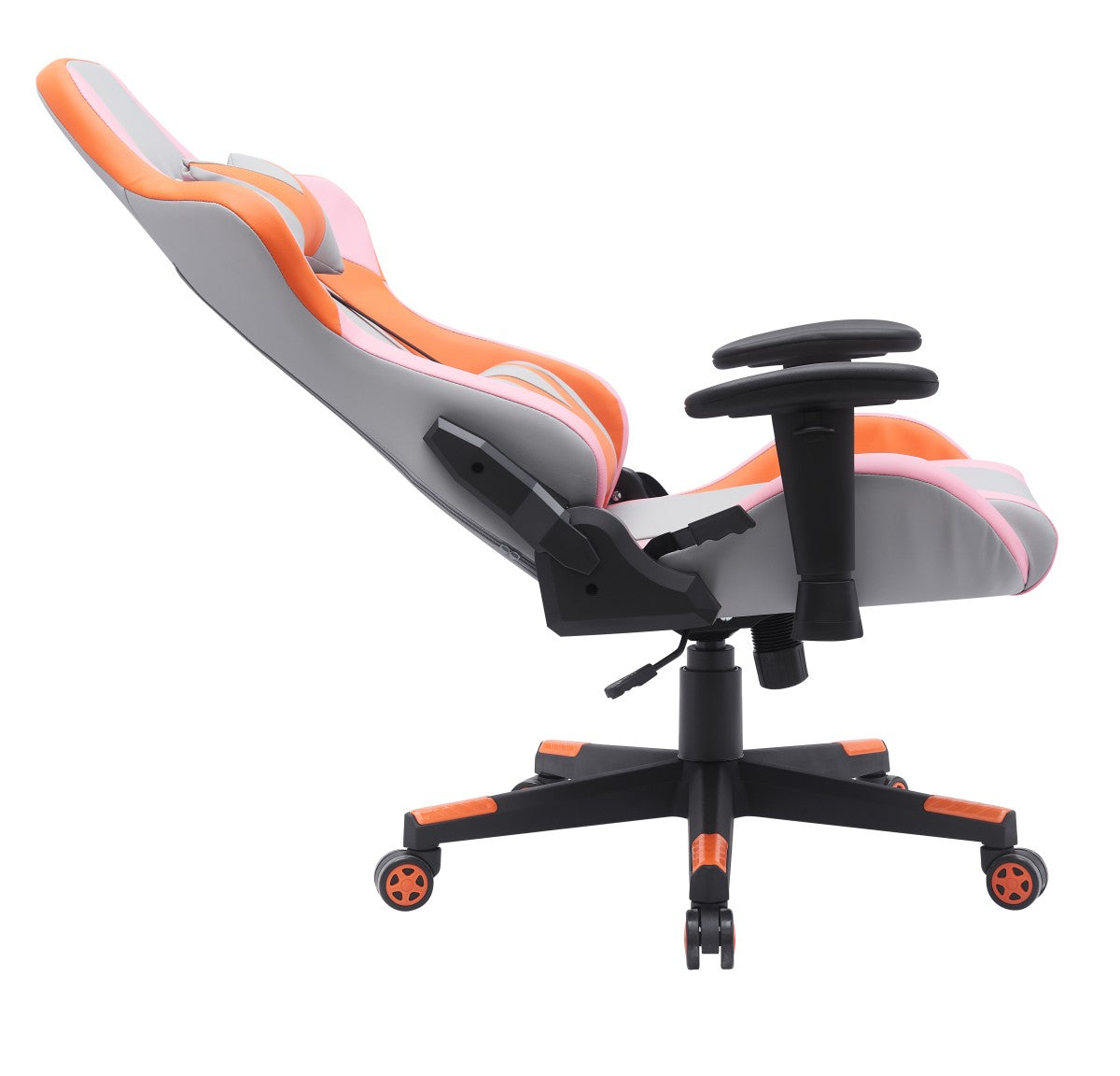 High-Performance Gaming Chair | Grey/Orange with Lumbar Support