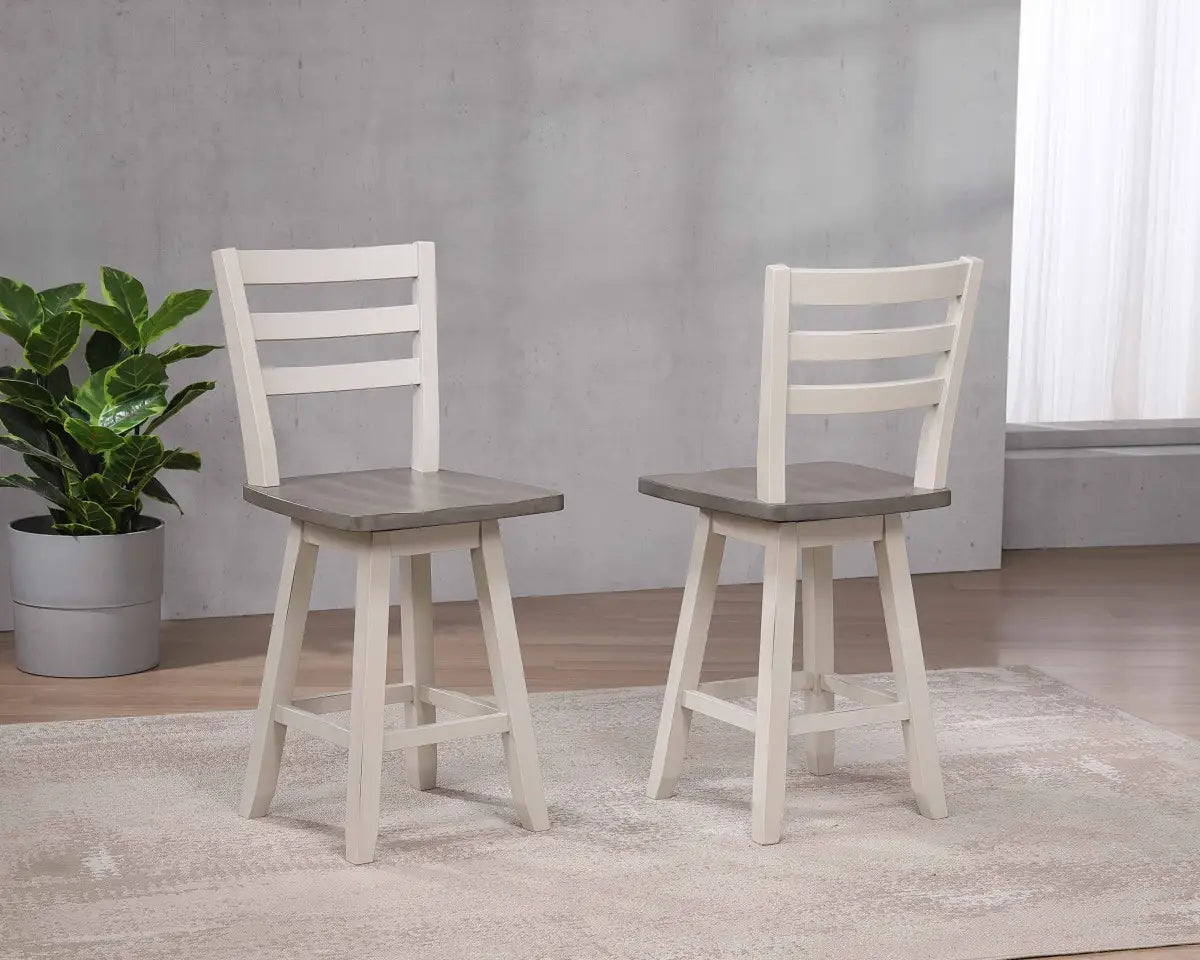 Ensemble de 2 Tabourets de Comptoir Artega - Gris et Blanc