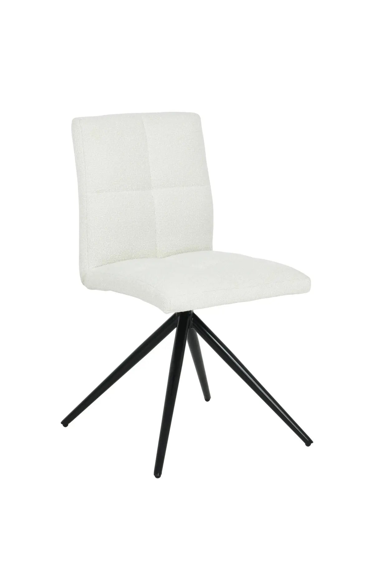 Chaises Ethal en tissu texturé blanc | Dossier capitonné et pattes noires