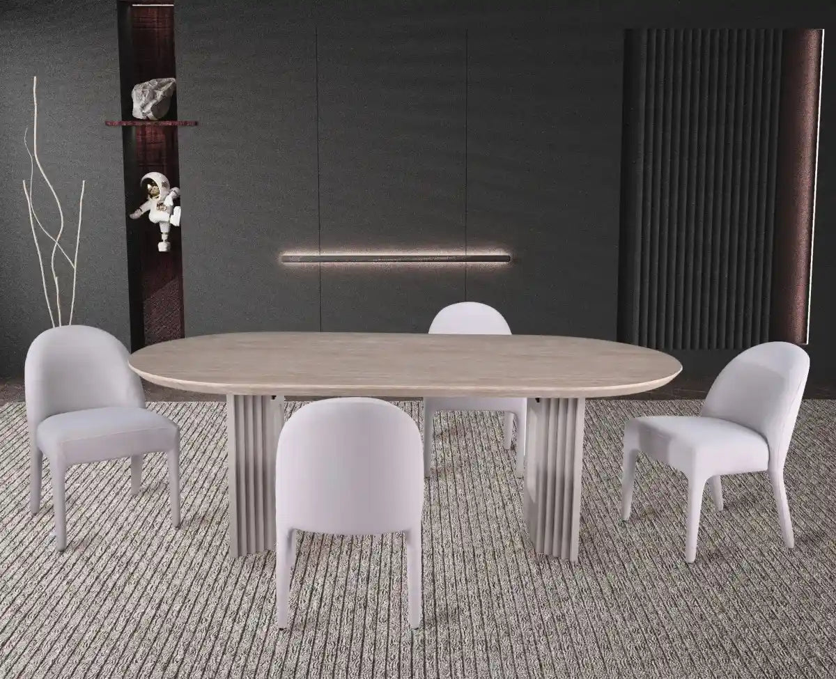 Dafne Dining Set | Sculptural Pedestal Table and 4 Chairs