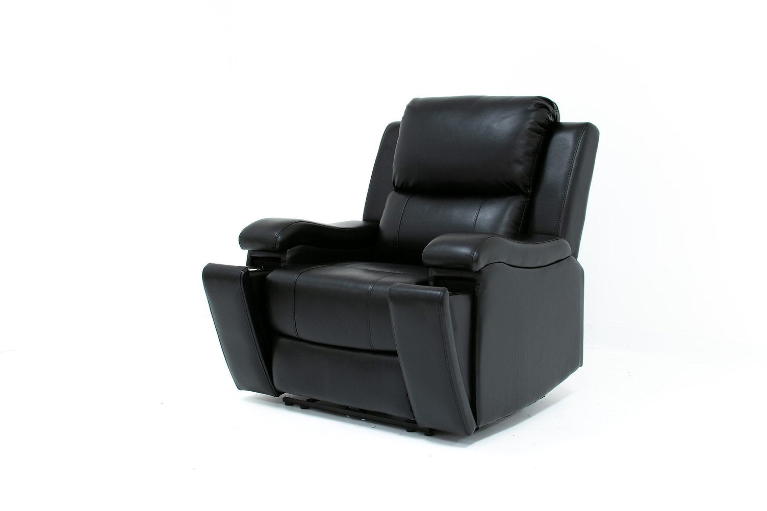 Ensemble de fauteuils inclinables 3 pièces (gel de cuir noir) ( Meuble Mtl )