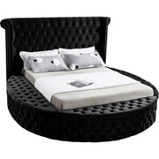 IF-5773 Lit en tissu velours noir avec capitonnage profond et 3 bancs de rangement