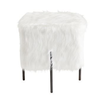 Pouf Kube : Fausse Fourrure Blanche