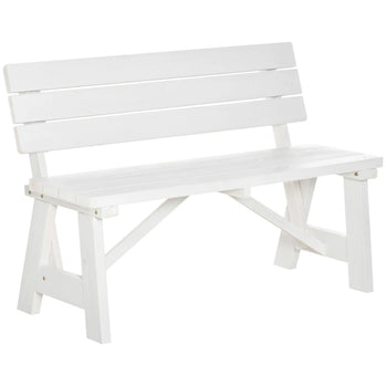 Banc de jardin en bois pour l'extérieur, banc de patio pour 2 personnes, causeuse pour pelouse, terrasse, cour, porche et entrée, blanc