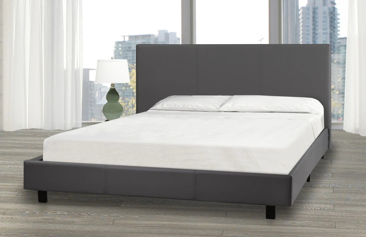 Lit Twin Gris : Plateforme en Simili-Cuir au Style Épuré
