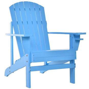 Chaise Adirondack classique, chaises Muskoka, chaise longue de jardin avec porte-gobelet pour Patio, intérieur, cour, bleu