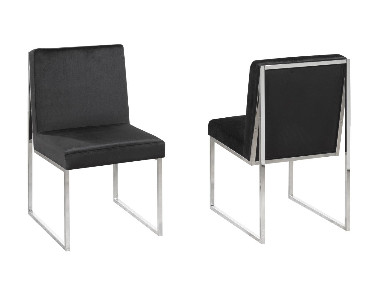 Chaises Brassex en tissu noir | Duo avec cadre fini chrome