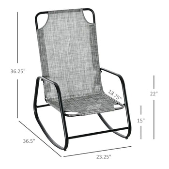 Chaise à bascule de jardin, chaise à bascule Texteline d'intérieur et d'extérieur pour patio, balcon, porche, gris