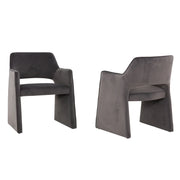 Chaises de salle à manger grises en velours