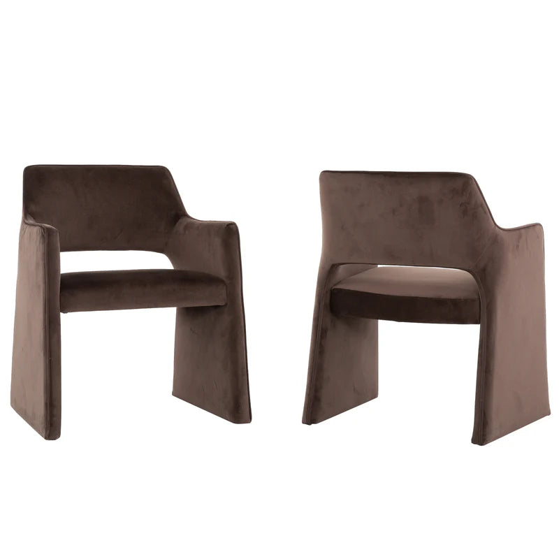 Chaises de salle à manger 9109 | Velours brun luxueux