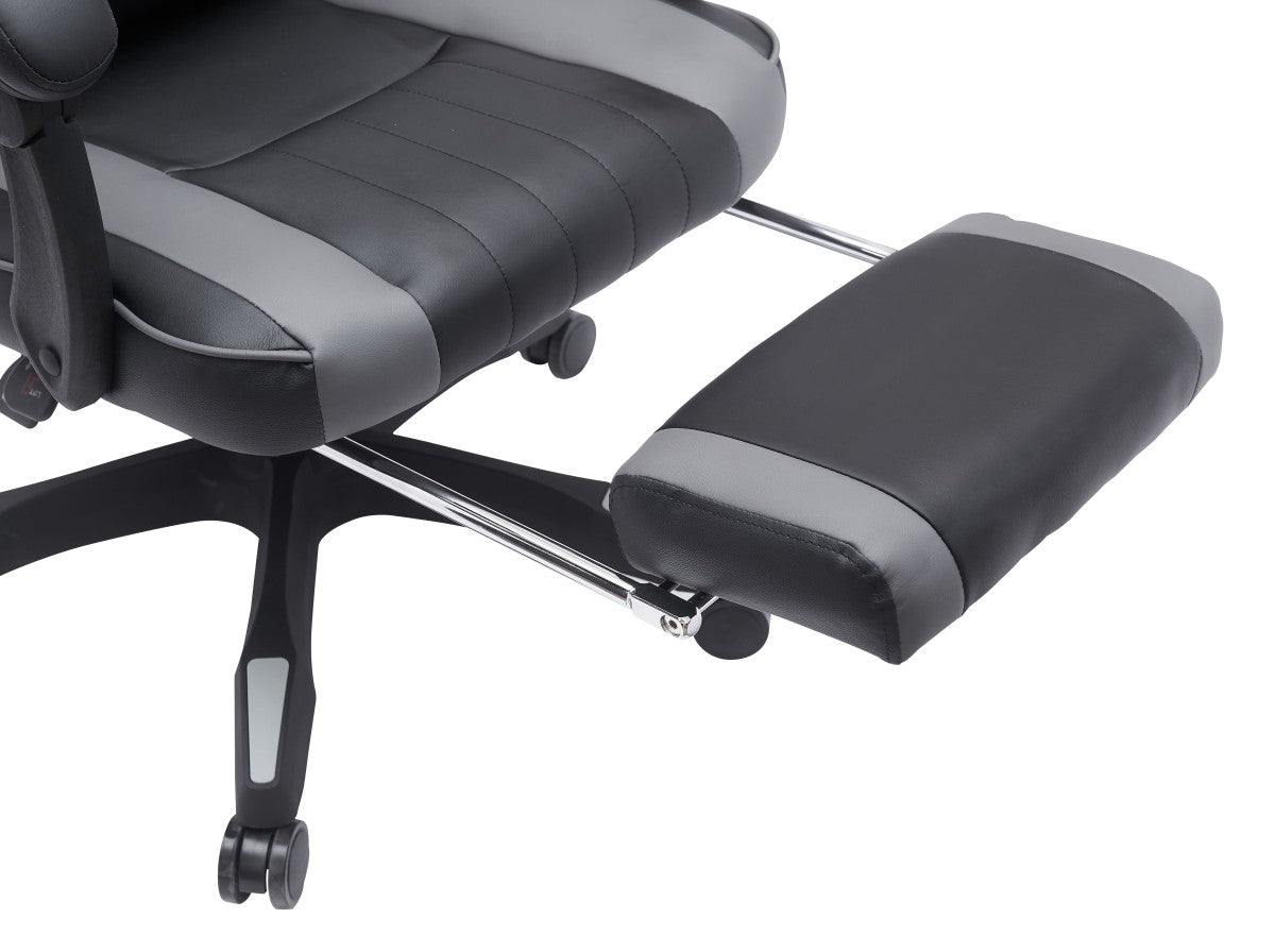Fauteuil de gaming ergonomique Brassex | Noir/Gris avec support lombaire