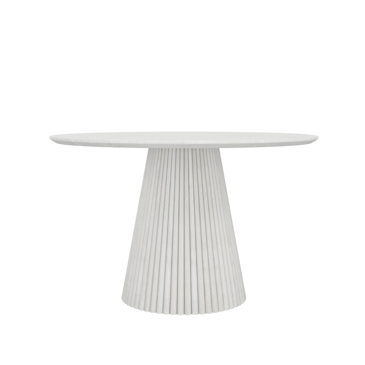 Akira Round Wood Dining Table - Washed White Finish