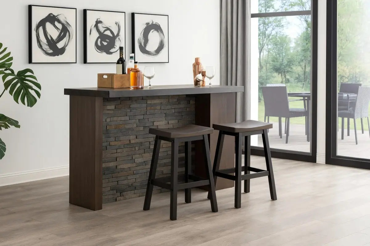 Set de 2 tabourets de comptoir Ashanti - Chêne et Gris