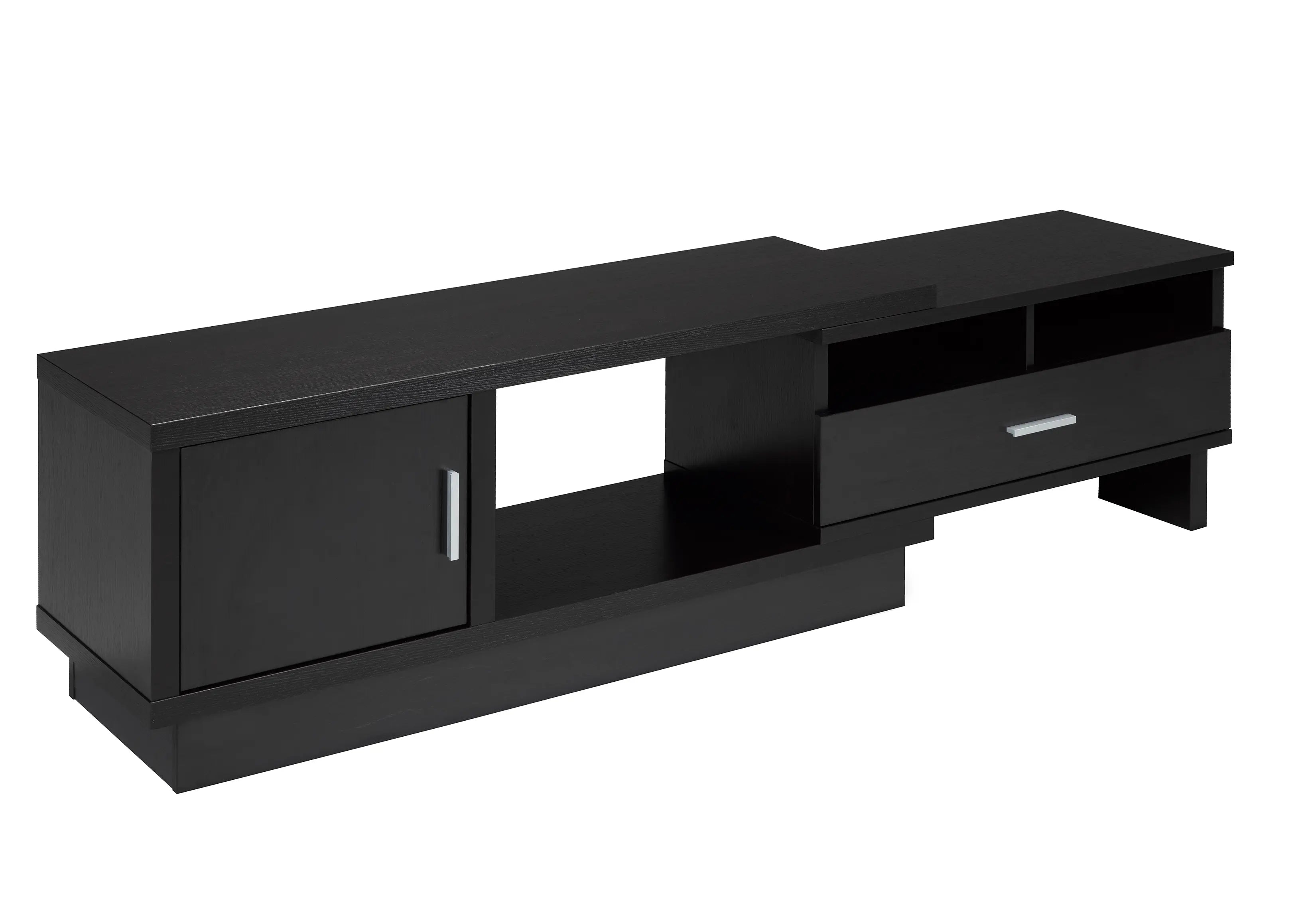 Meuble TV modulable avec rangement | Cerisier foncé et chrome