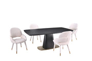 Demetri Dining Set | Artistic Pedestal Table & 4 Chairs