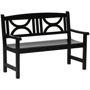 Banc de jardin en bois 2 places, causeuse de Patio extérieur de 4 pieds pour cour, pelouse, porche, noir