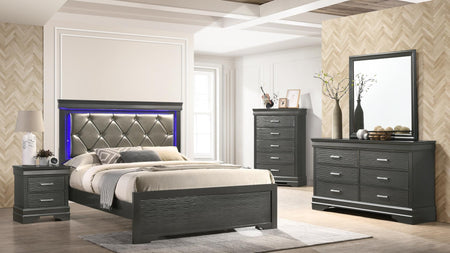 ENSEMBLE DE CHAMBRE BROOKLYN EN GUNMETAL ( Meuble Mtl )