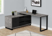 BUREAU D'ORDINATEUR - 72"L BÉTON GRIS / NOIR EN COIN DE DIRECTION / I 7714