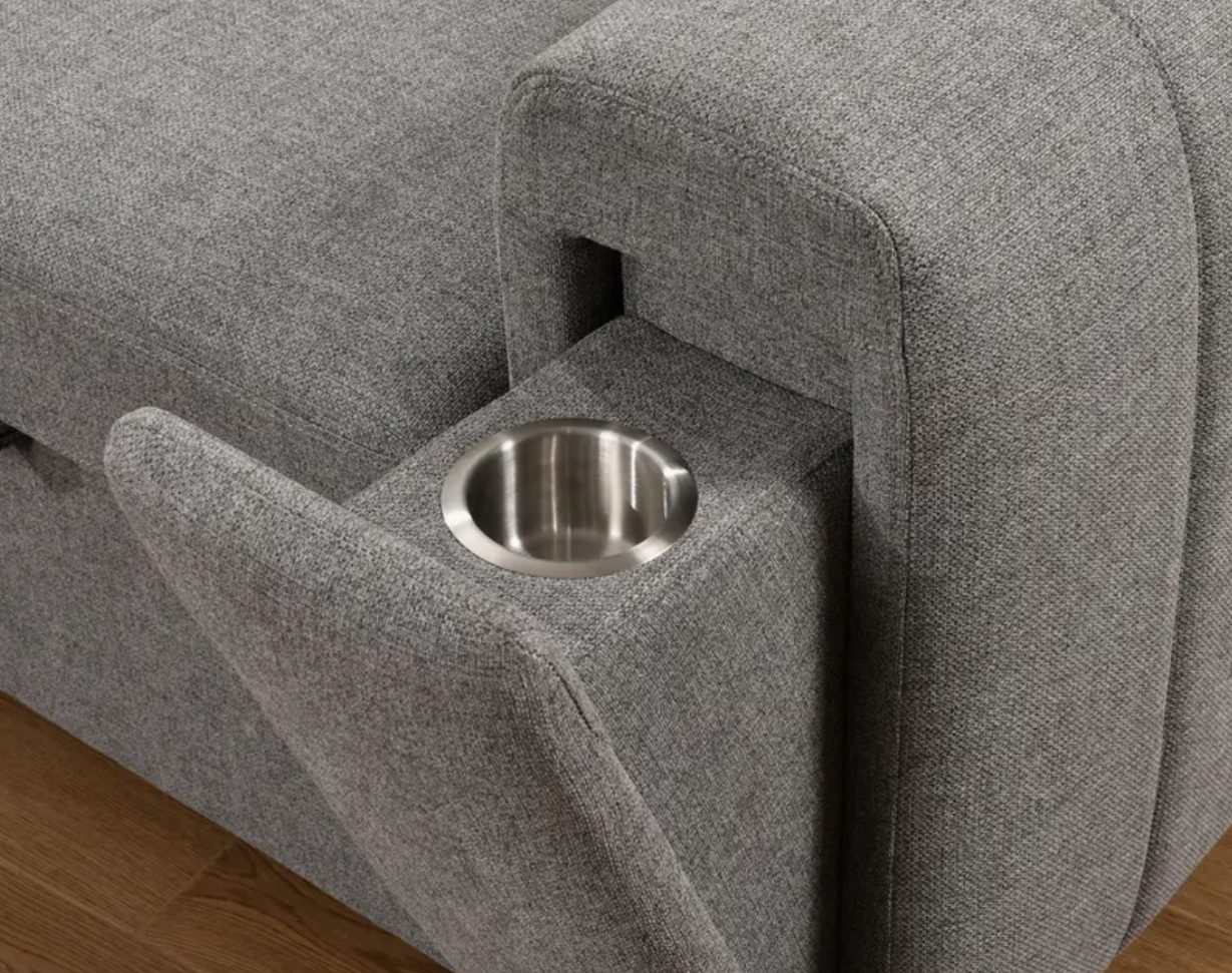 Sectionnel convertible avec chaise longue à droite, appuis-tête réglables et rangement