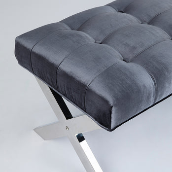 Banc en tissu velours anthracite Lauren