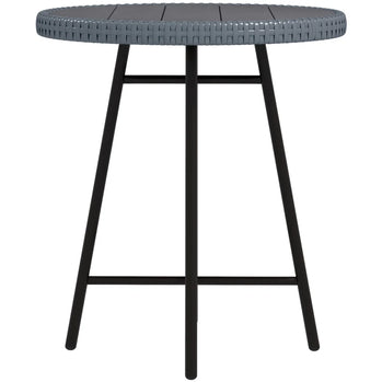 Table d'appoint de Patio en osier avec plateau en plastique et bois et Support en forme de X pour cour, jardin, balcon, gris