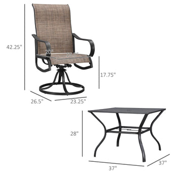 Ensemble de salle à manger d'extérieur 5 pièces, 4 chaises à bascule pivotantes et table de salle à manger 37