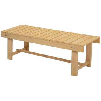 Banc de jardin extérieur en bois de 43,25 po, sans dossier, pour patio, causeuse en bois de sapin, pour jardin, parc, double siège, chaise sans accoudoirs pour 2 personnes, meubles de terrasse, naturel