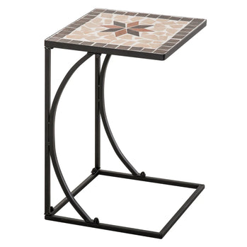 Table d'appoint latérale en mosaïque pour l'extérieur, Table basse d'intérieur, cadre en forme de C, support pour plantes de Patio, piscine de jardin