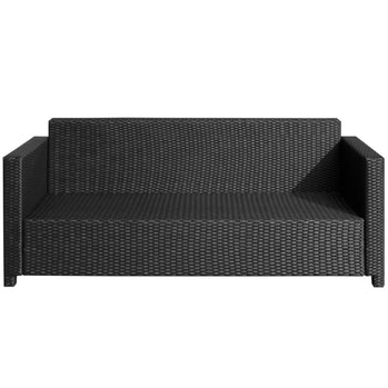 Canapé de luxe 3 places en rotin et osier, mobilier de jardin et de terrasse avec coussin, noir