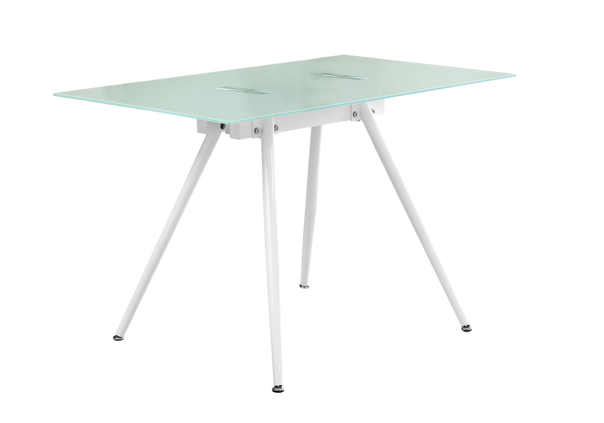 BUREAU D'ORDINATEUR - 28"X 48" / BLANC / VERRE TREMPÉ 8MM ( Meuble Mtl )