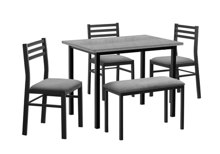 ENSEMBLE À SALLE À MANGER - 5PCS / PLATEAU GRIS / MÉTAL NOIR