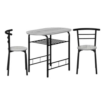 ENSEMBLE DE REPAS - ENSEMBLE 3PCS / DESSUS GRIS / METAL NOIR ( Meuble Mtl )