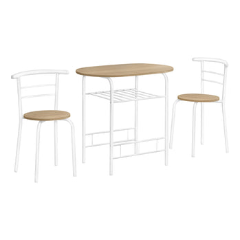 ENSEMBLE A DÎNER - ENSEMBLE 3PCS / DESSUS NATUREL / METAL BLANC ( Meuble Mtl ) 