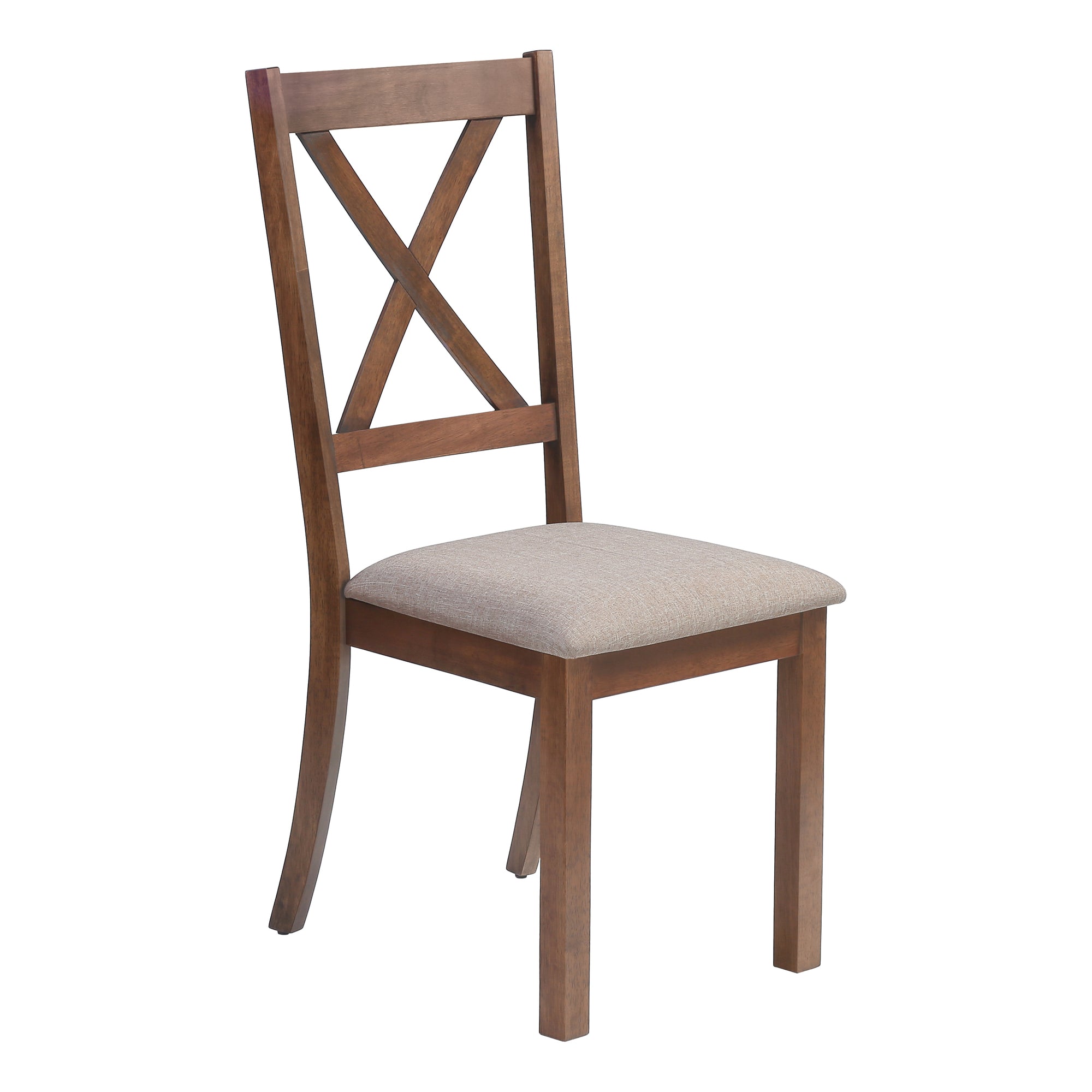 CHAISE DE SALLE À MANGER - 2PCS / 40"H NOYER BRUN / TISSU BEIGE ( Meuble Mtl )
