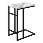 TABLE D'APPOINT - 24"H / MARBRE BLANC / METAL NOIR ( Meuble Mtl )
