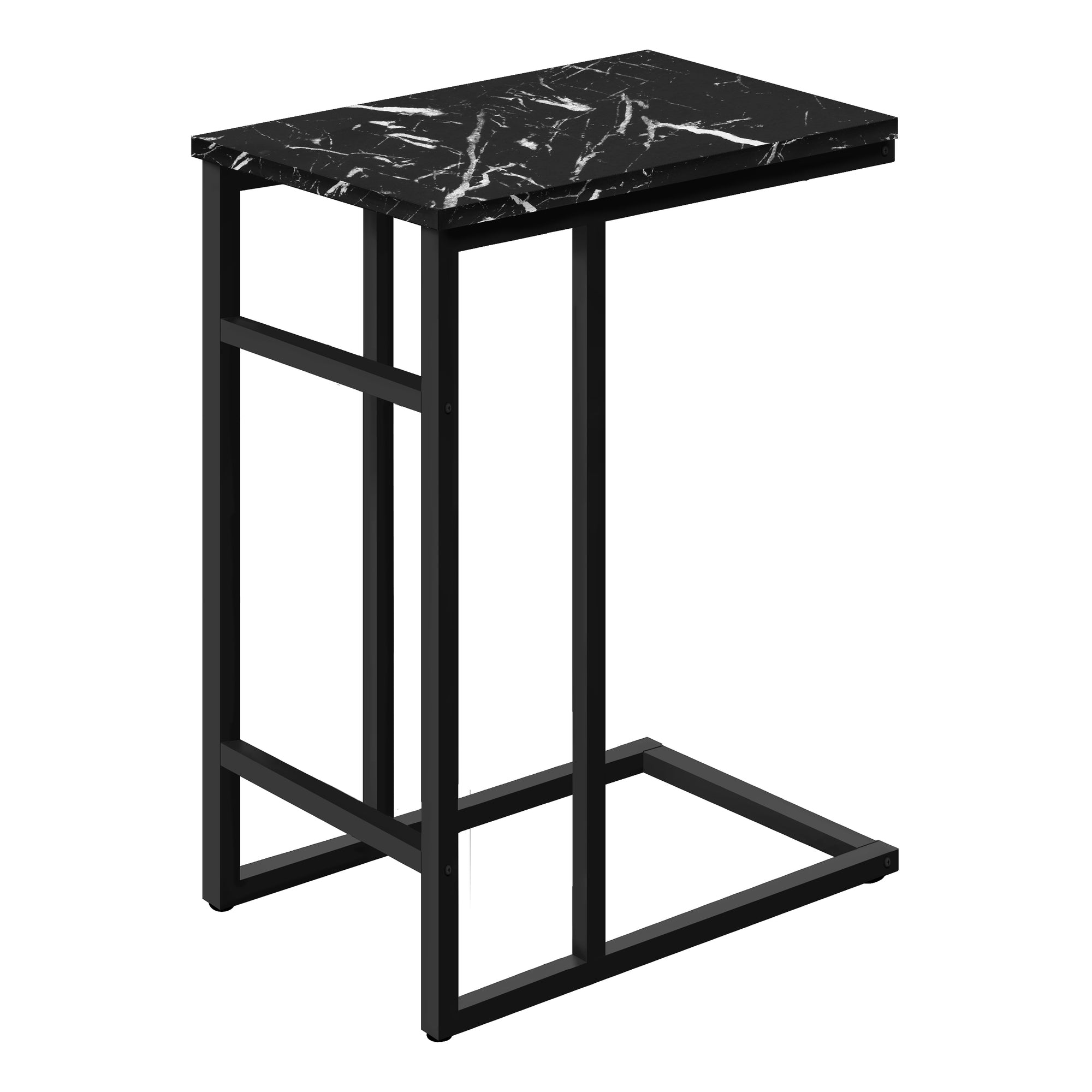TABLE D'APPOINT - 24"H / MARBRE NOIR / METAL NOIR ( Meuble Mtl )