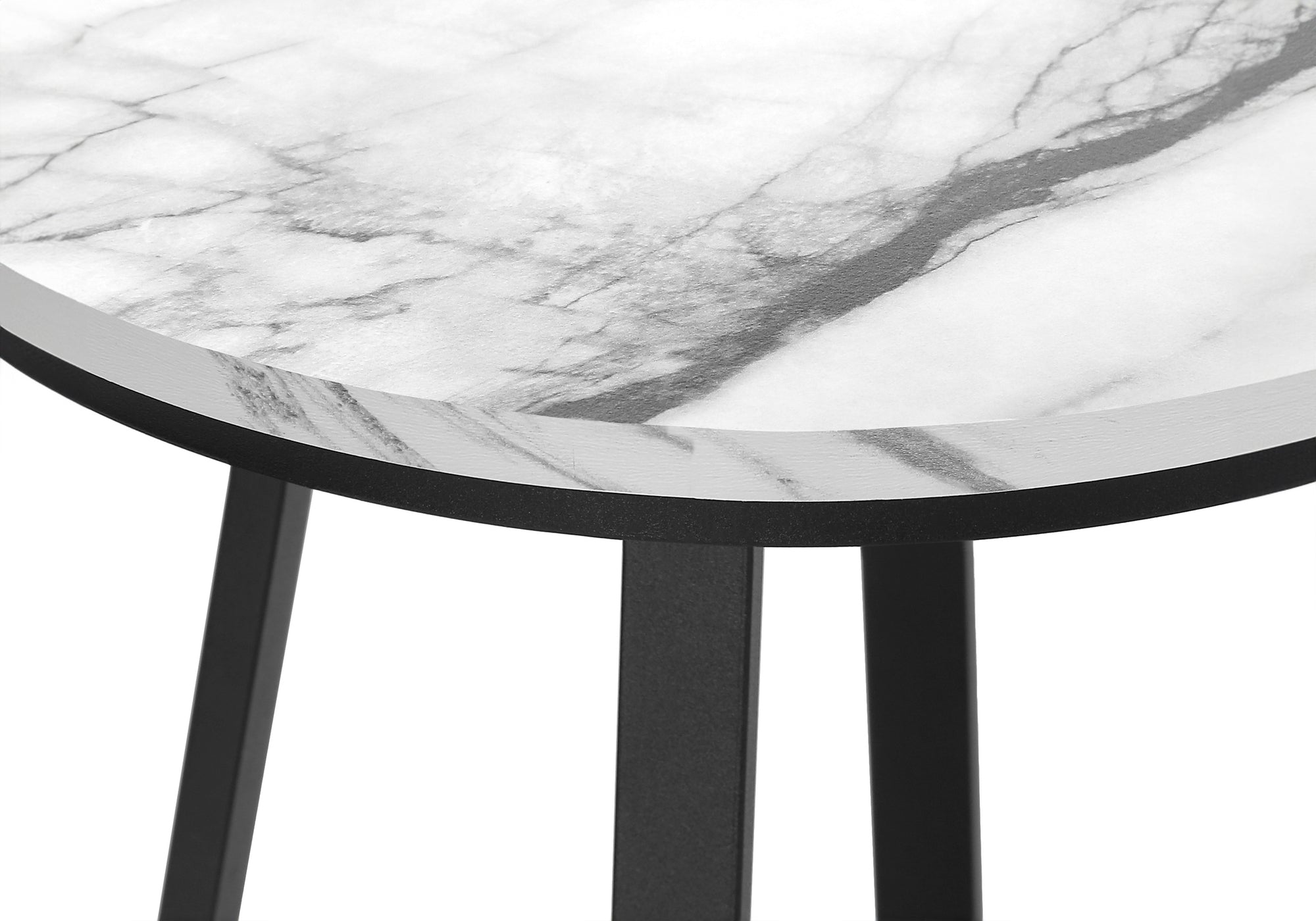 TABLE D'APPOINT - 22"H / MARBRE BLANC / METAL NOIR ( Meuble Mtl )