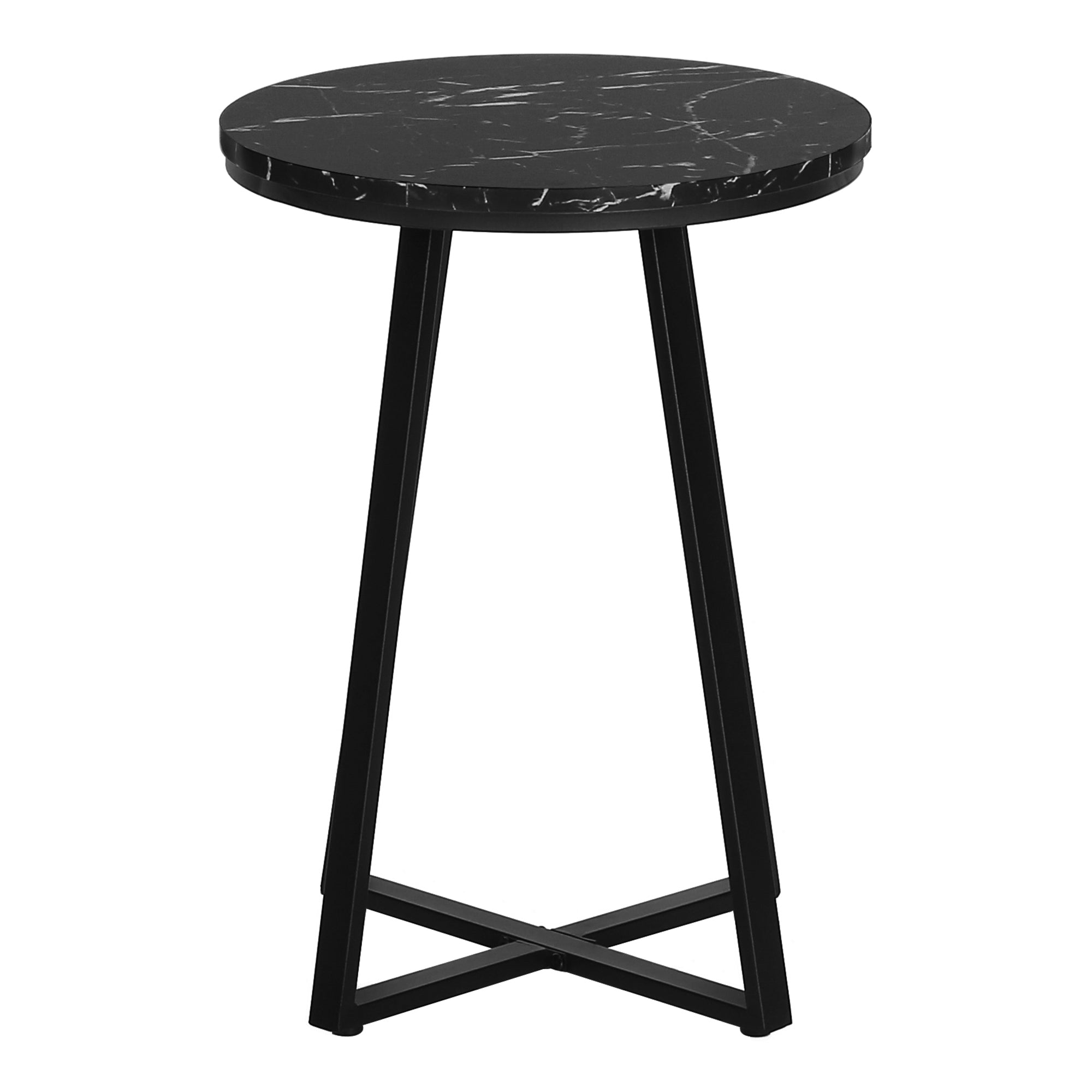 TABLE D'APPOINT - 22"H / MARBRE NOIR / METAL NOIR ( Meuble Mtl )