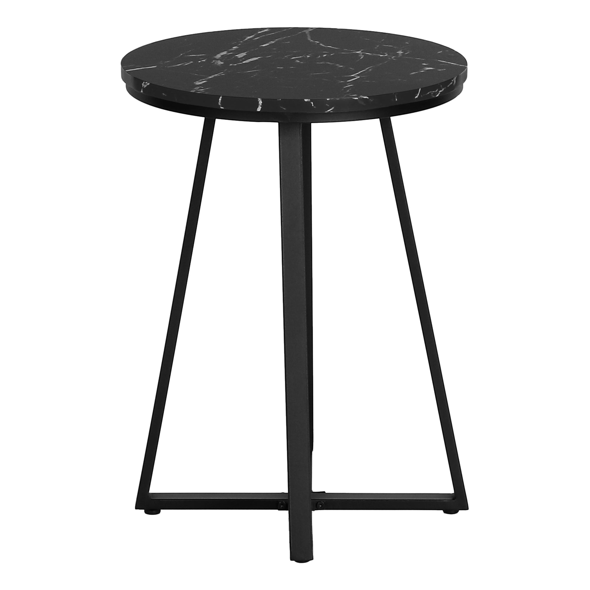 TABLE D'APPOINT - 22"H / MARBRE NOIR / METAL NOIR ( Meuble Mtl )