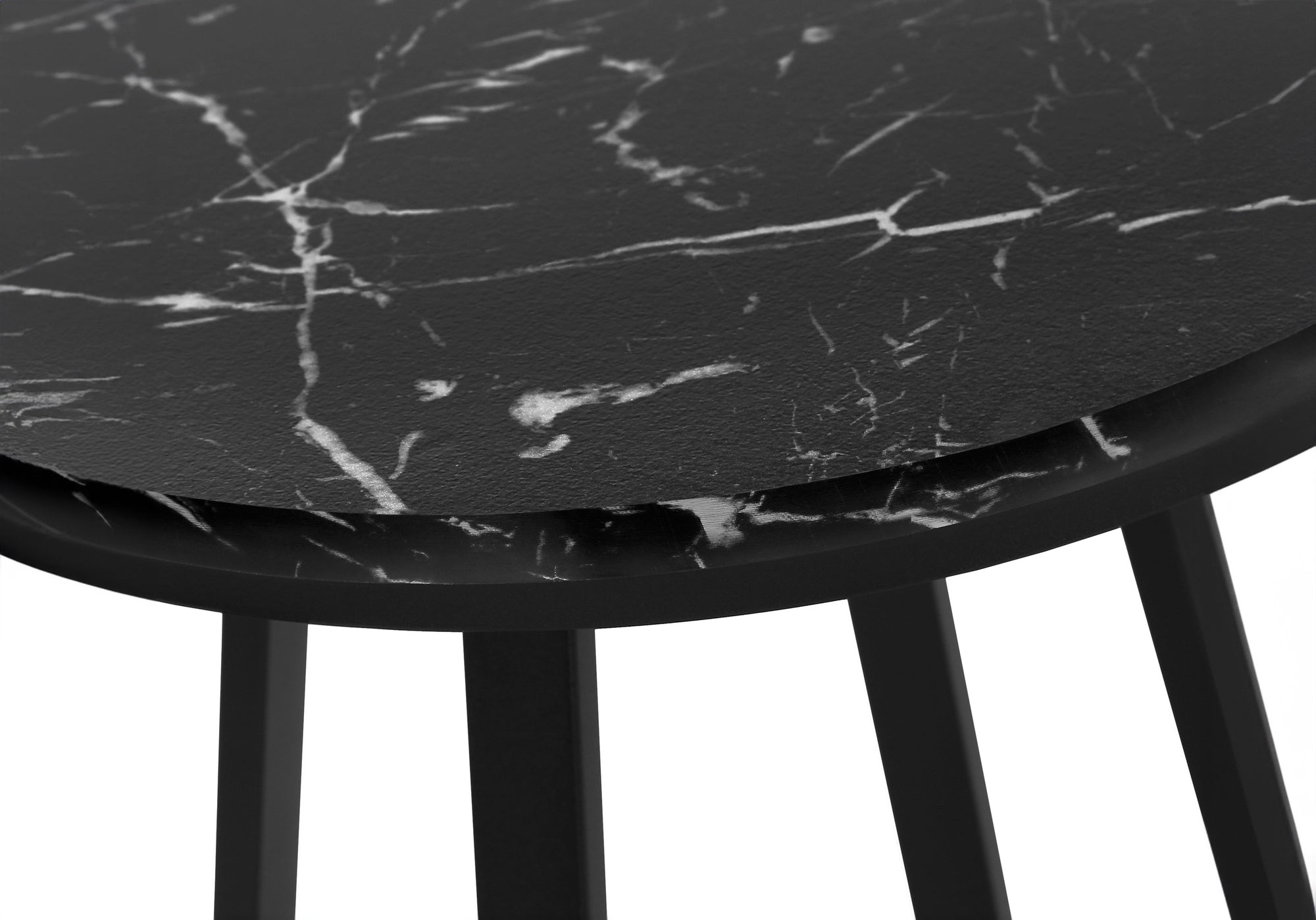 TABLE D'APPOINT - 22"H / MARBRE NOIR / METAL NOIR ( Meuble Mtl )